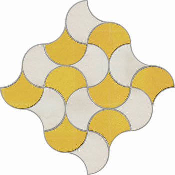 Mosaic House Moroccan tile Fleurs MOD 1-18 White Yellow  zellige, mosaic, zellij, field, pattern, glaze, fishscale, classic 
